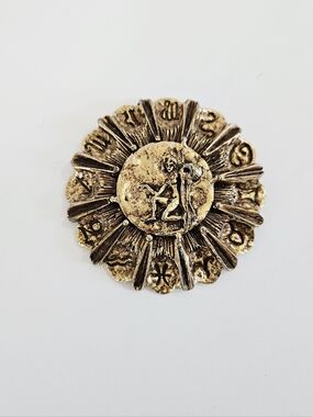 Vintage Erwin Pearl Signed Zodiac Aquarius Astrology Sign Pendant Brooch Pin